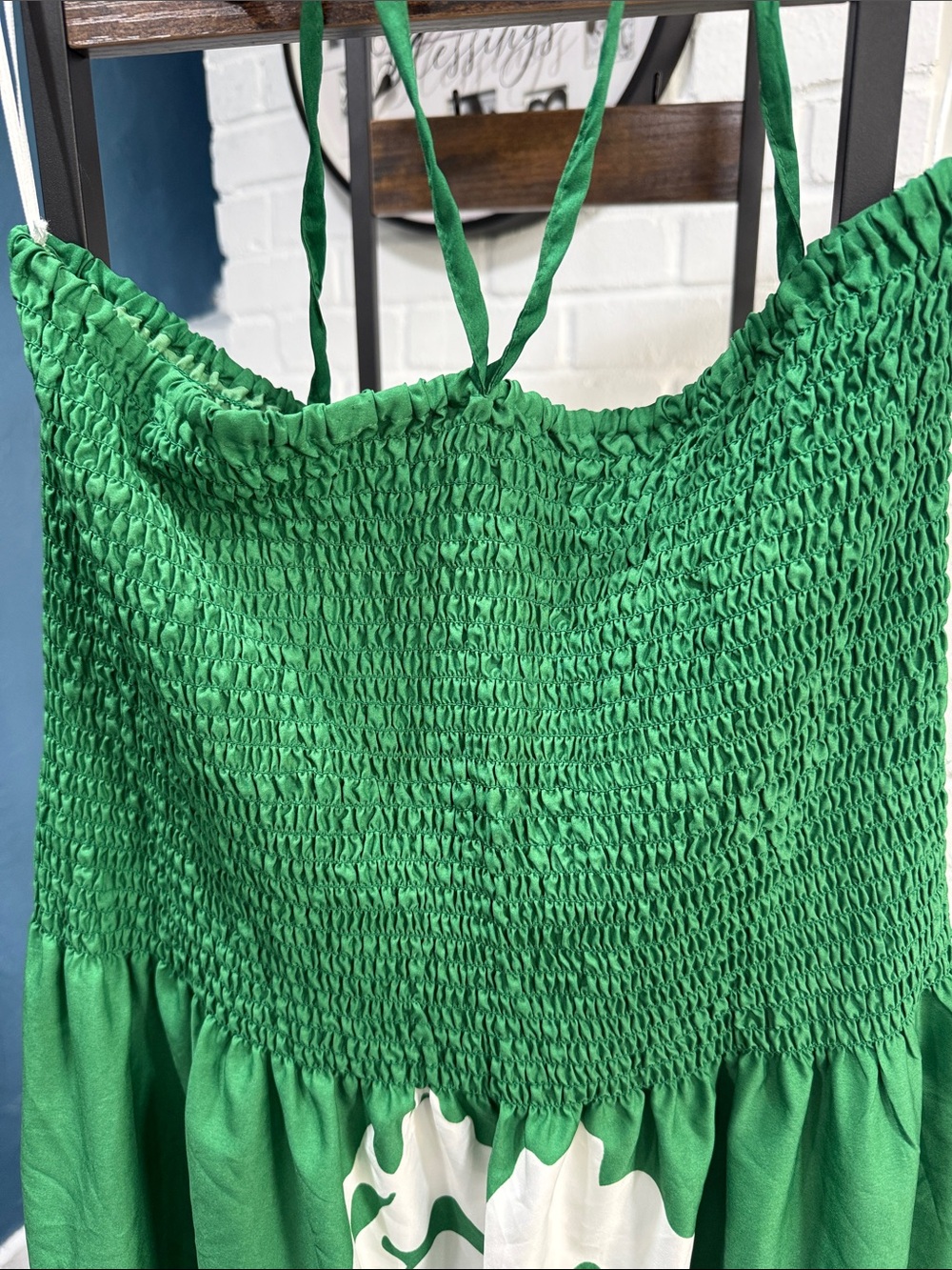 Green and White Floral Maxi Sundress - Picture 3 of 3